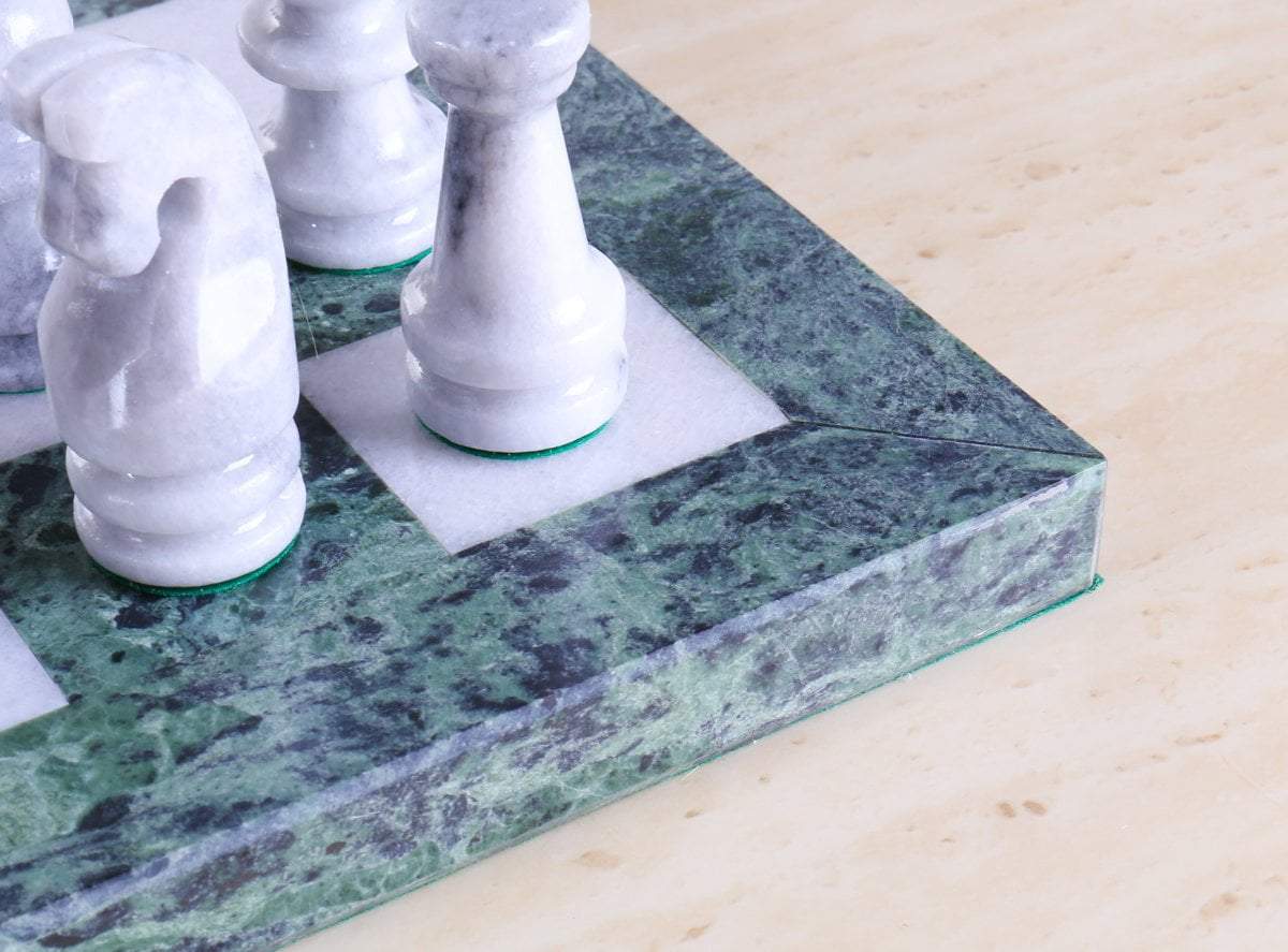 SINGLE REPLACEMENT PIECES: Marble Chess Pieces for 14 or 16" Boards with 3 1/2" King (Green / White / Black)