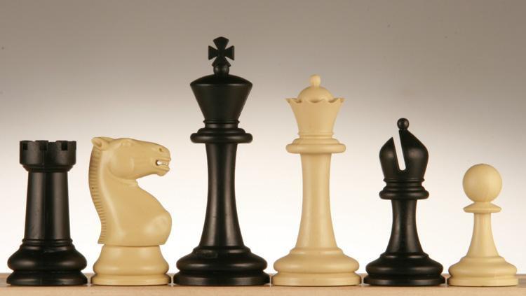 SINGLE REPLACEMENT PIECES: 3 3/4" Plastic Staunton Club Chess Pieces - Black and Tan Piece