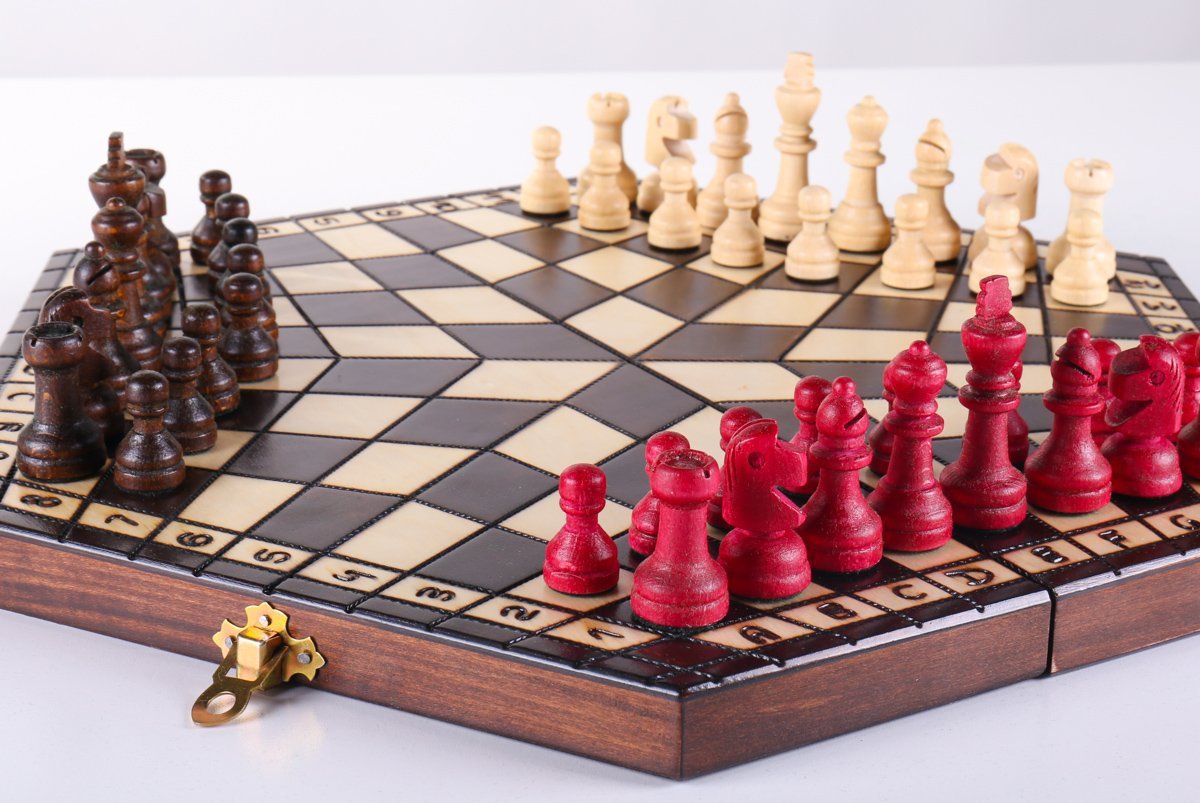 SINGLE REPLACEMENT PIECES: 3 Player Medium Wood Chess Set Piece