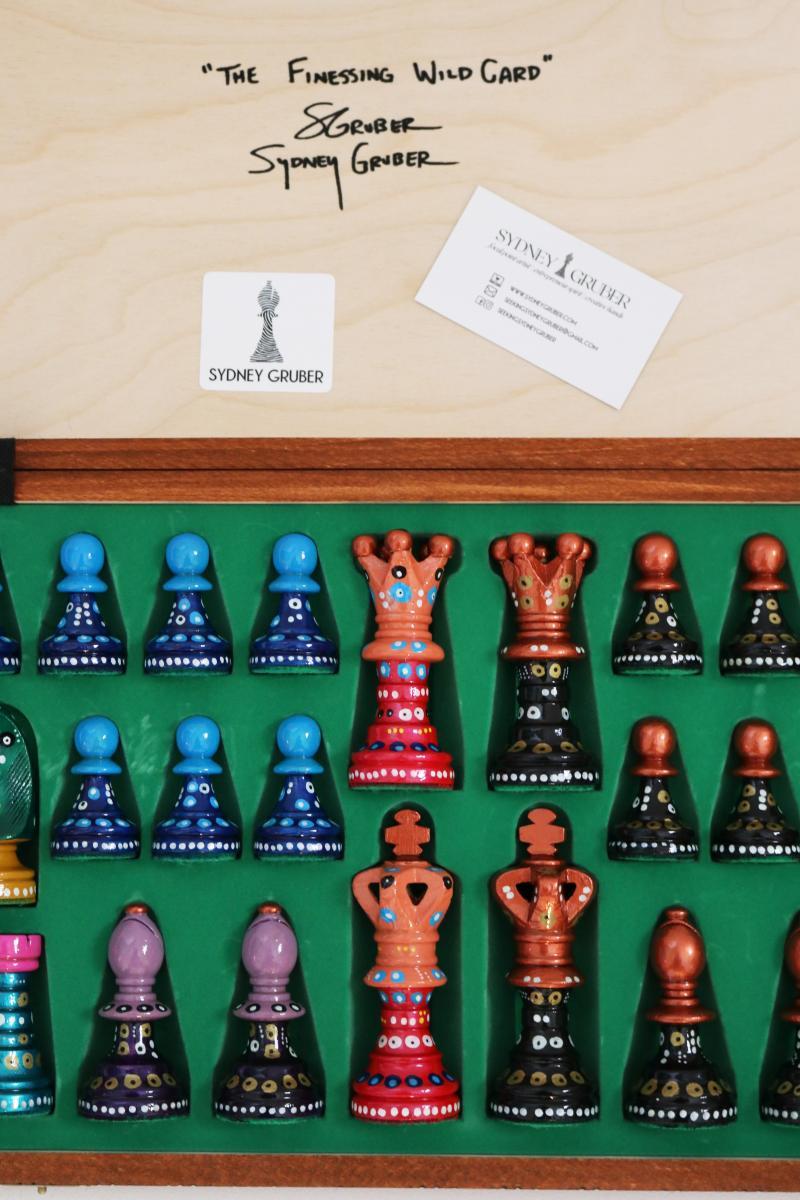 Sydney Gruber Painted 21" Ambassador Chess Set #10 The Finessing Wild Card - Chess Set - Chess-House