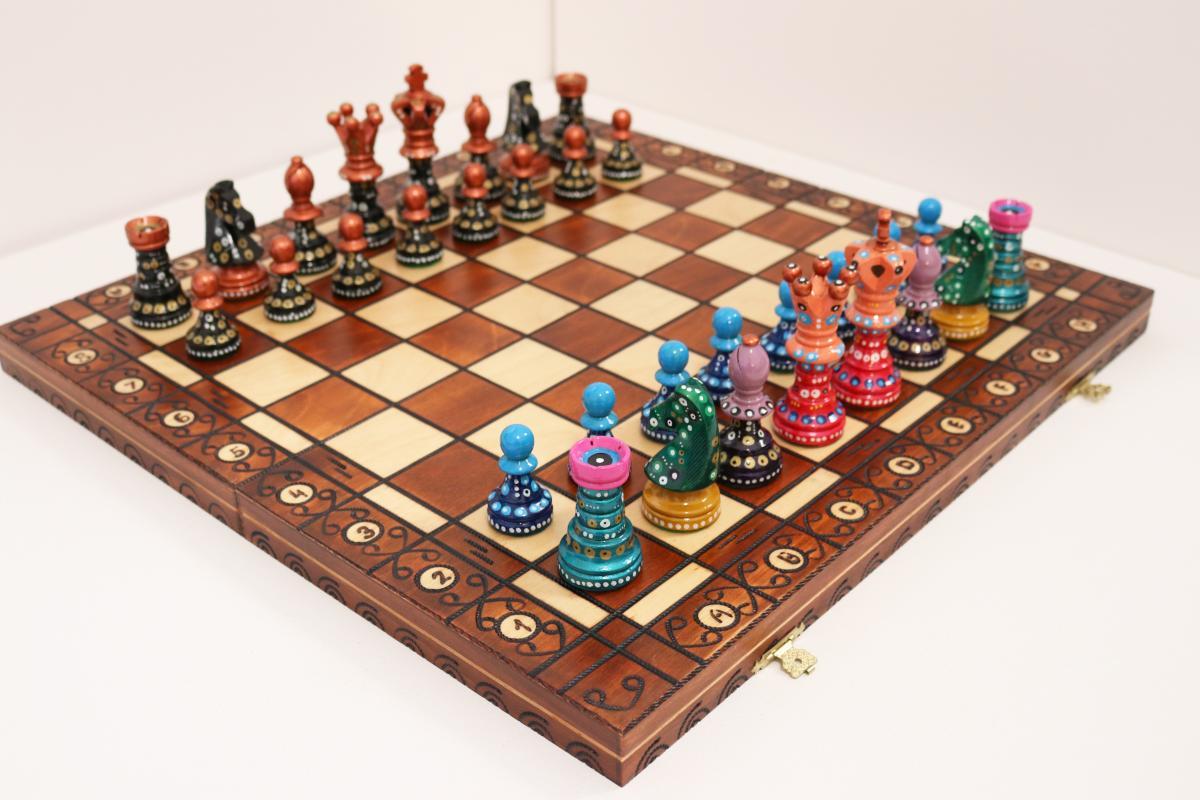 Sydney Gruber Painted 21" Ambassador Chess Set #10 The Finessing Wild Card - Chess Set - Chess-House