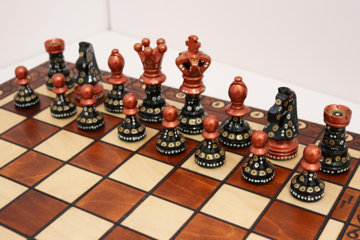 Sydney Gruber Painted 21" Ambassador Chess Set #10 The Finessing Wild Card - Chess Set - Chess-House