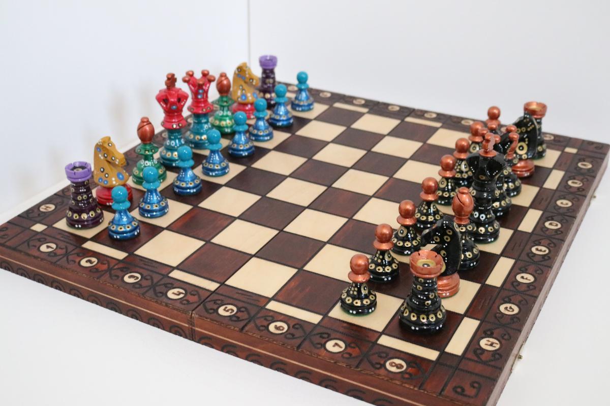 Sydney Gruber Painted 21" Ambassador Chess Set #11 The Warrior of Will - Chess Set - Chess-House
