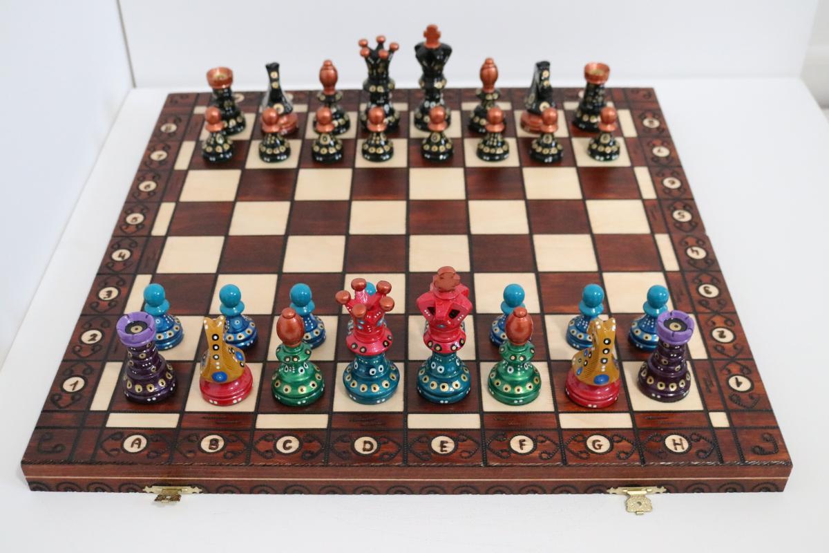 Sydney Gruber Painted 21" Ambassador Chess Set #11 The Warrior of Will - Chess Set - Chess-House