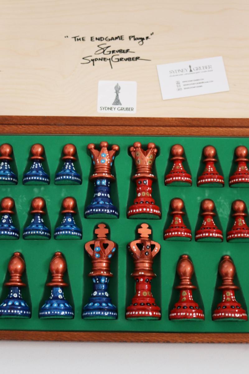 Sydney Gruber Painted 21" Ambassador Chess Set #8 The Endgame Player - Chess Set - Chess-House