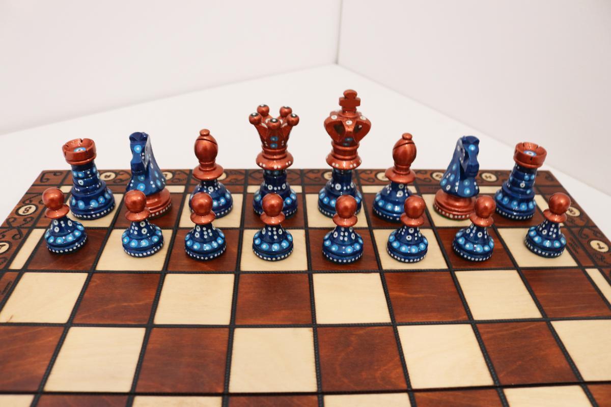 Sydney Gruber Painted 21" Ambassador Chess Set #8 The Endgame Player - Chess Set - Chess-House