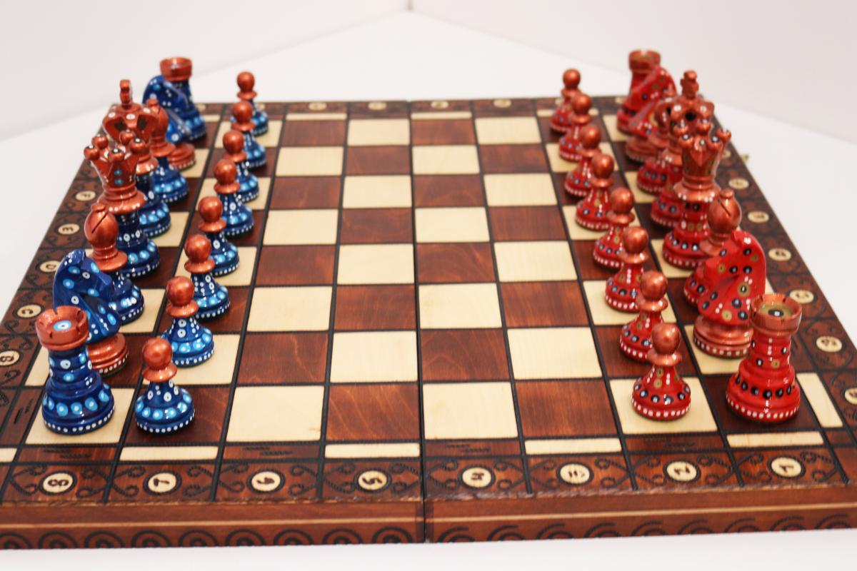 Sydney Gruber Painted 21" Ambassador Chess Set #8 The Endgame Player - Chess Set - Chess-House