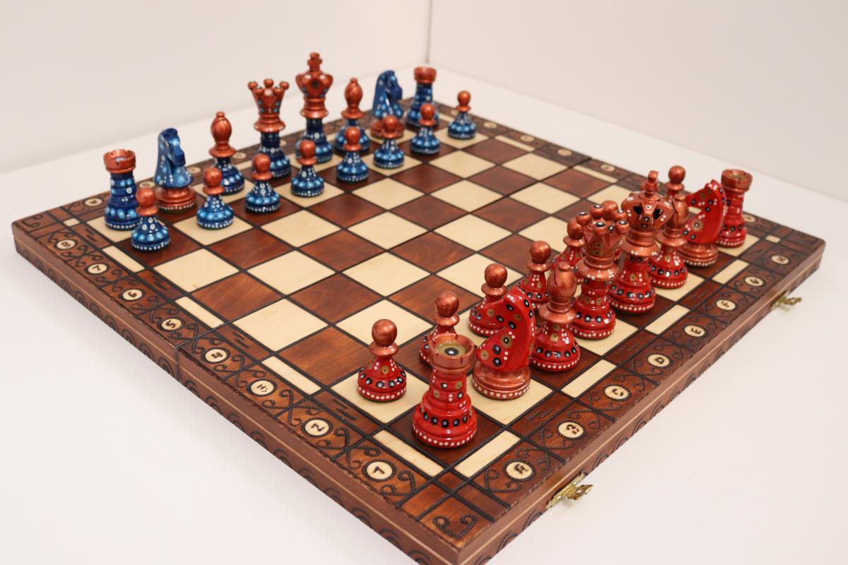 Sydney Gruber Painted 21" Ambassador Chess Set #8 The Endgame Player - Chess Set - Chess-House