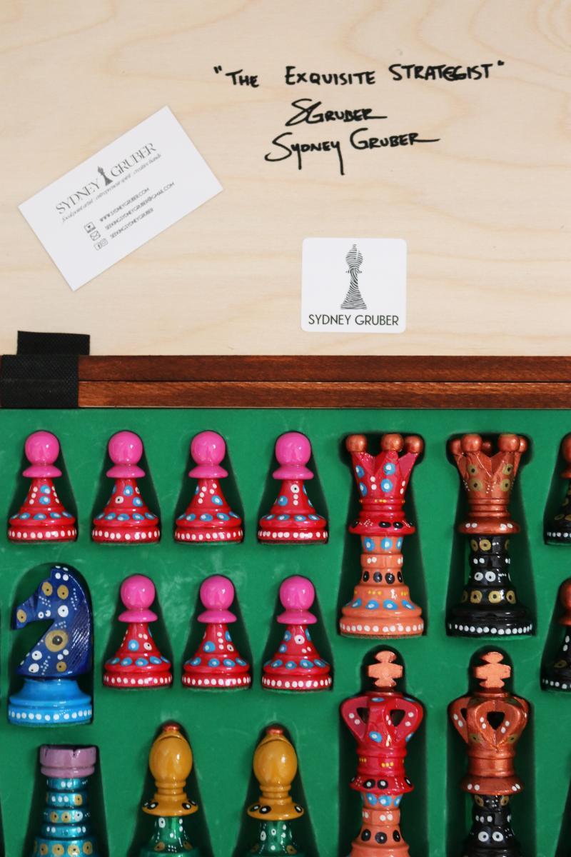 Sydney Gruber Painted 21" Ambassador Chess Set #9 The Exquisite Strategist - Chess Set - Chess-House