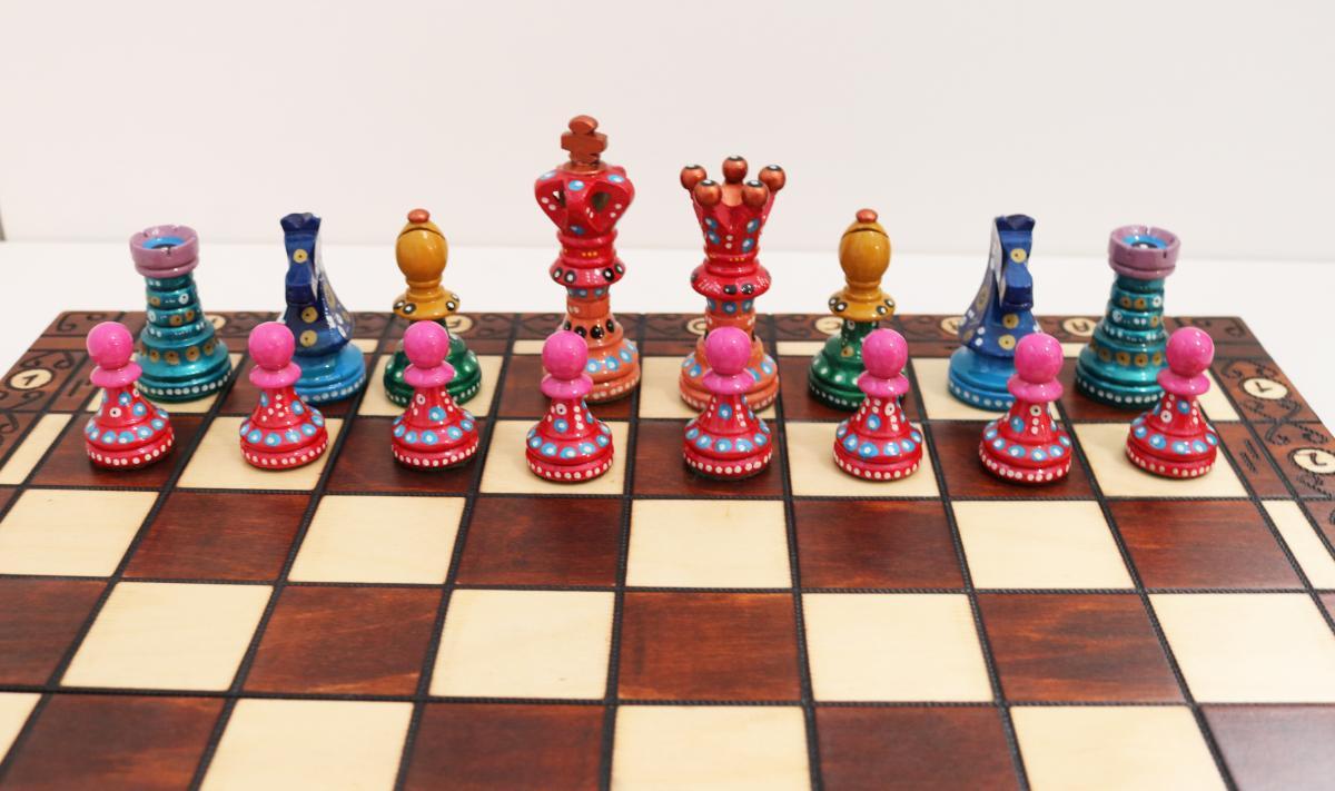 Sydney Gruber Painted 21" Ambassador Chess Set #9 The Exquisite Strategist - Chess Set - Chess-House