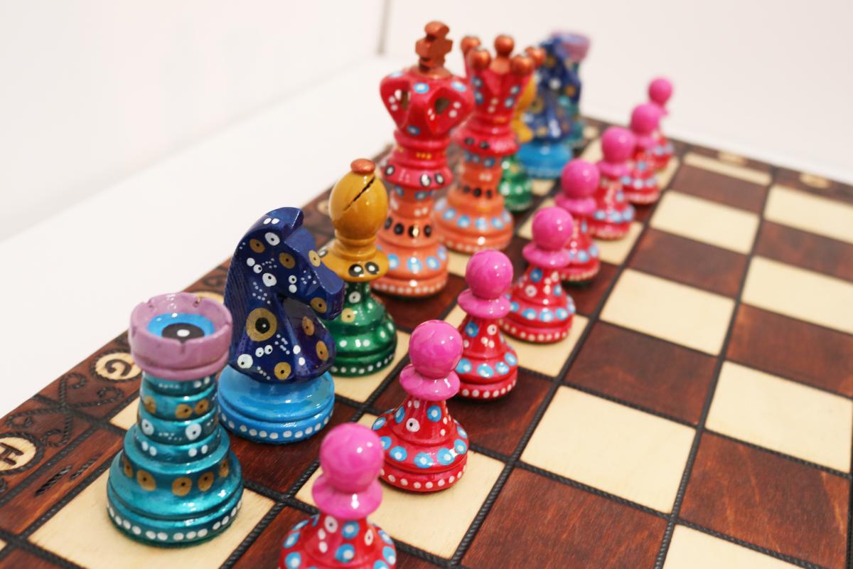 Sydney Gruber Painted 21" Ambassador Chess Set #9 The Exquisite Strategist - Chess Set - Chess-House