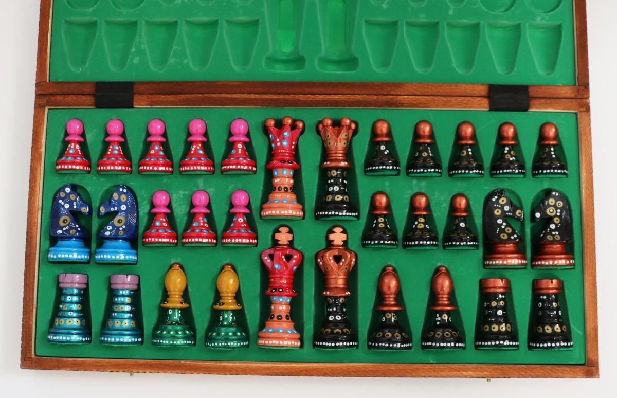Sydney Gruber Painted 21" Ambassador Chess Set #9 The Exquisite Strategist - Chess Set - Chess-House