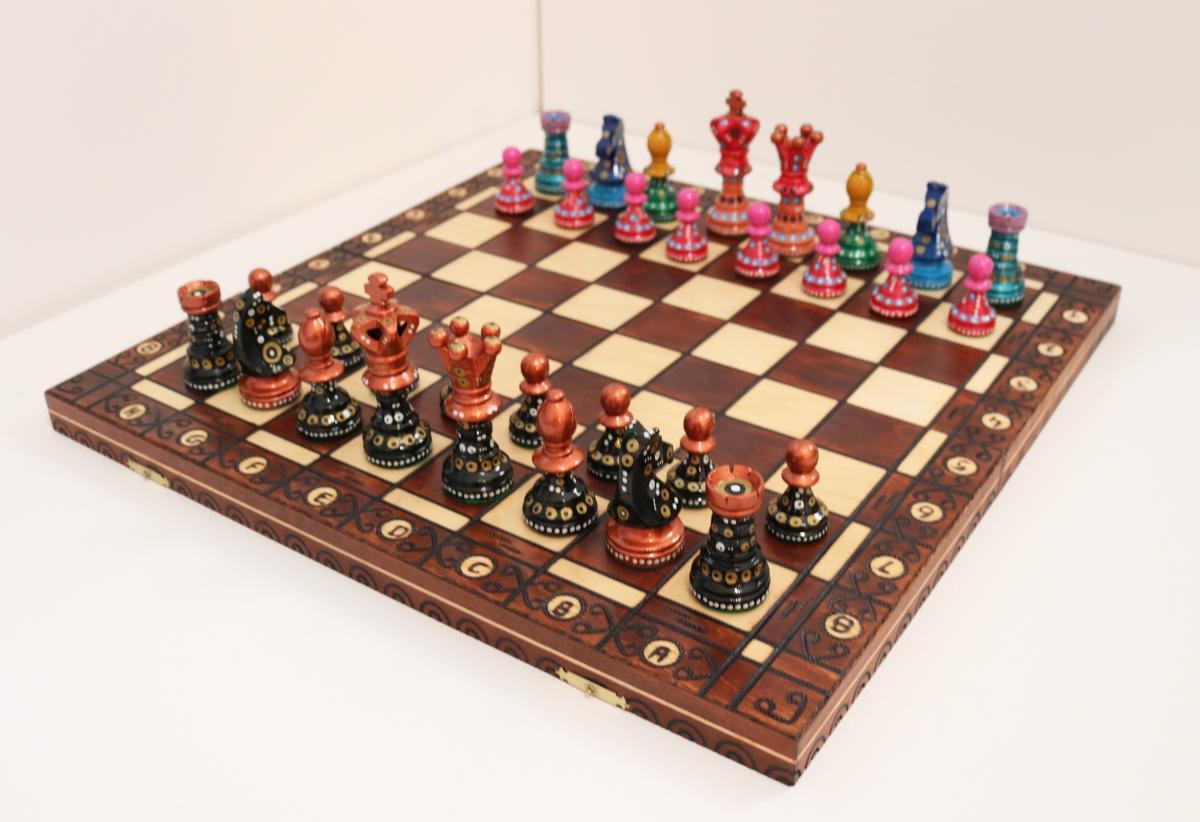 Sydney Gruber Painted 21" Ambassador Chess Set #9 The Exquisite Strategist - Chess Set - Chess-House