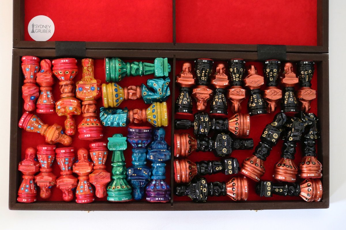 Sydney Gruber Painted 22" Large Gladiator Chess Set #1 Multicolor - Chess Set - Chess-House