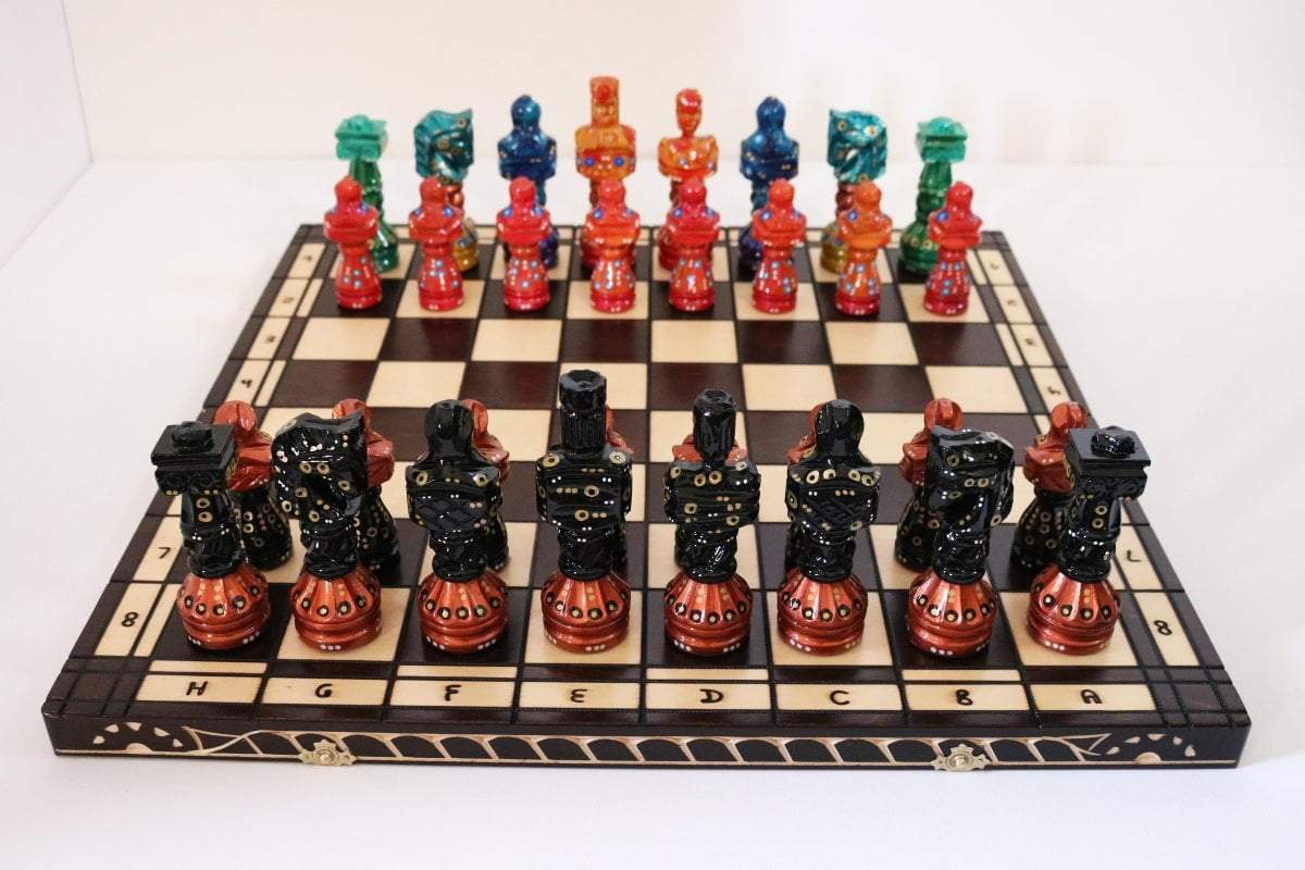 Sydney Gruber Painted 22" Large Gladiator Chess Set #1 Multicolor - Chess Set - Chess-House