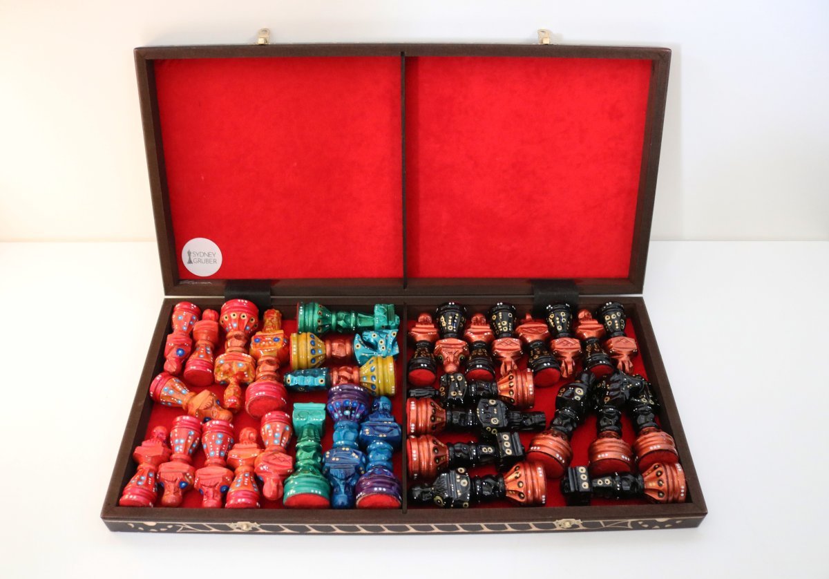 Sydney Gruber Painted 22" Large Gladiator Chess Set #1 Multicolor - Chess Set - Chess-House