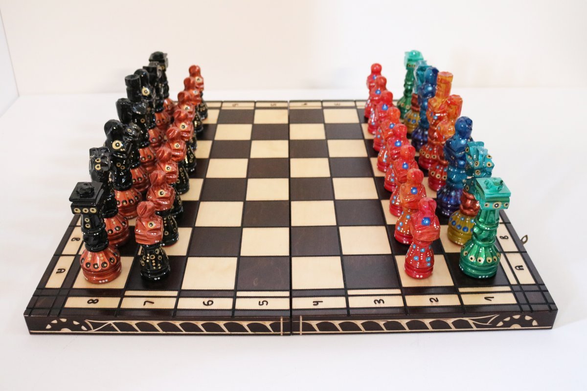 Sydney Gruber Painted 22" Large Gladiator Chess Set #1 Multicolor - Chess Set - Chess-House