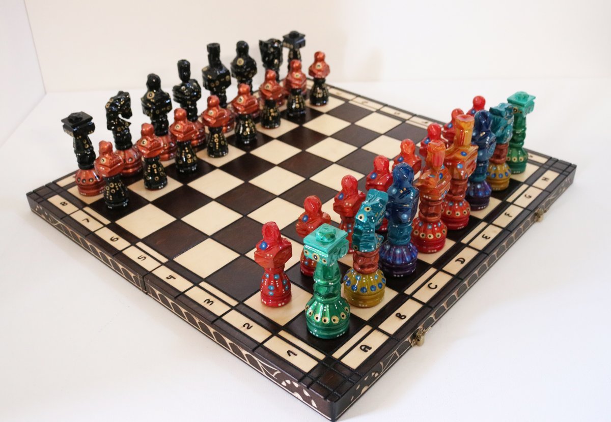 Sydney Gruber Painted 22" Large Gladiator Chess Set #1 Multicolor - Chess Set - Chess-House