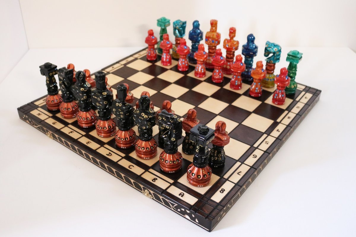 Sydney Gruber Painted 22" Large Gladiator Chess Set #1 Multicolor - Chess Set - Chess-House