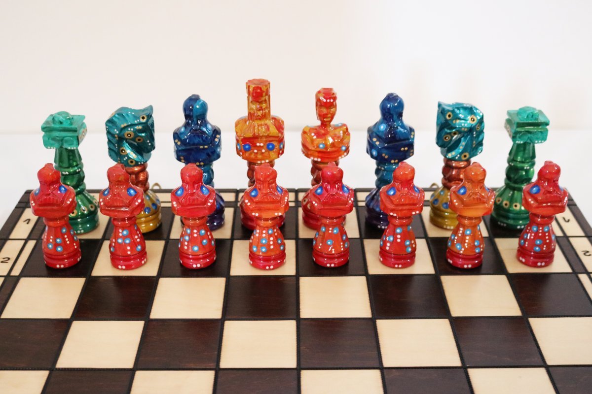 Sydney Gruber Painted 22" Large Gladiator Chess Set #1 Multicolor - Chess Set - Chess-House