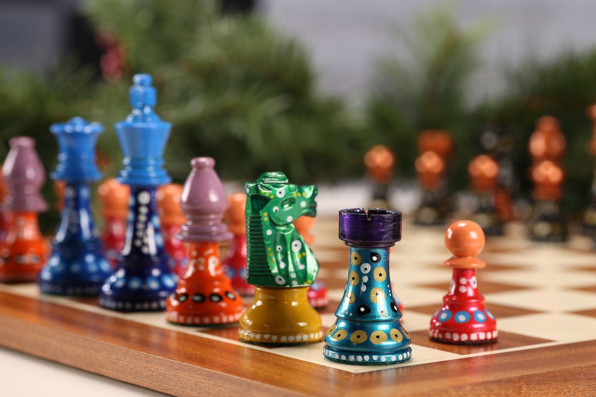 Sydney Gruber Painted Champions Chess Set #1 Black and Color - Chess Set - Chess-House