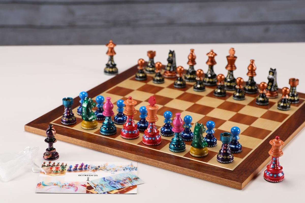 Sydney Gruber Painted Champions Chess Set #3 Black and Color - Chess Set - Chess-House