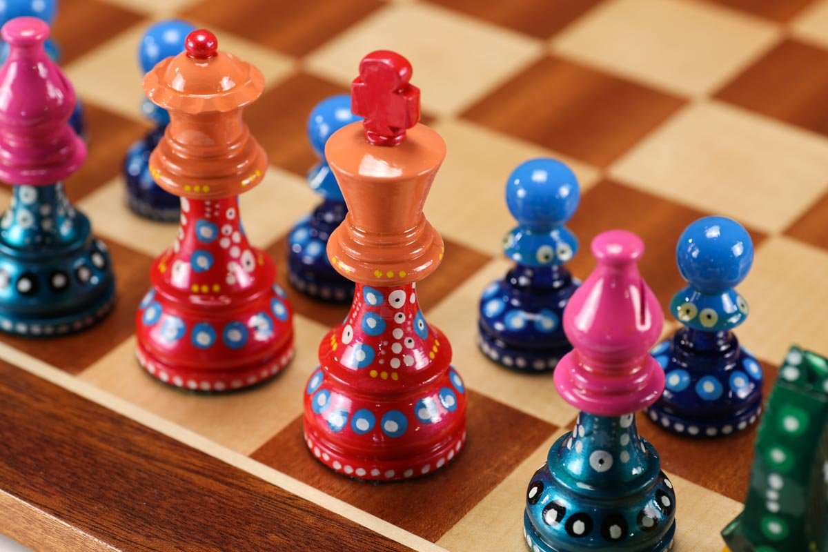 Sydney Gruber Painted Champions Chess Set #3 Black and Color - Chess Set - Chess-House