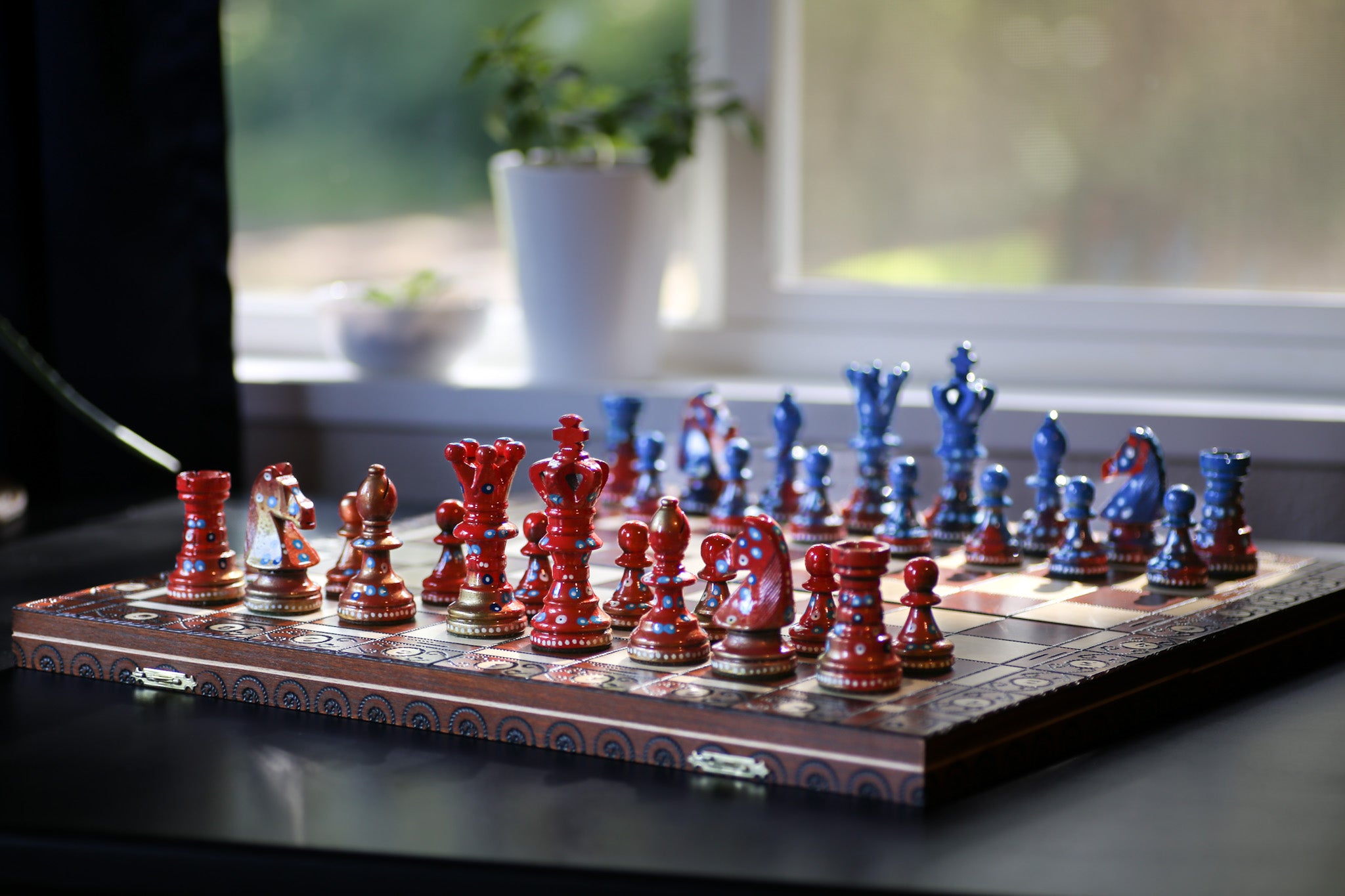The High Flyer - Sydney Gruber Painted 21" Ambassador Chess Set #14 - Chess Set - Chess-House