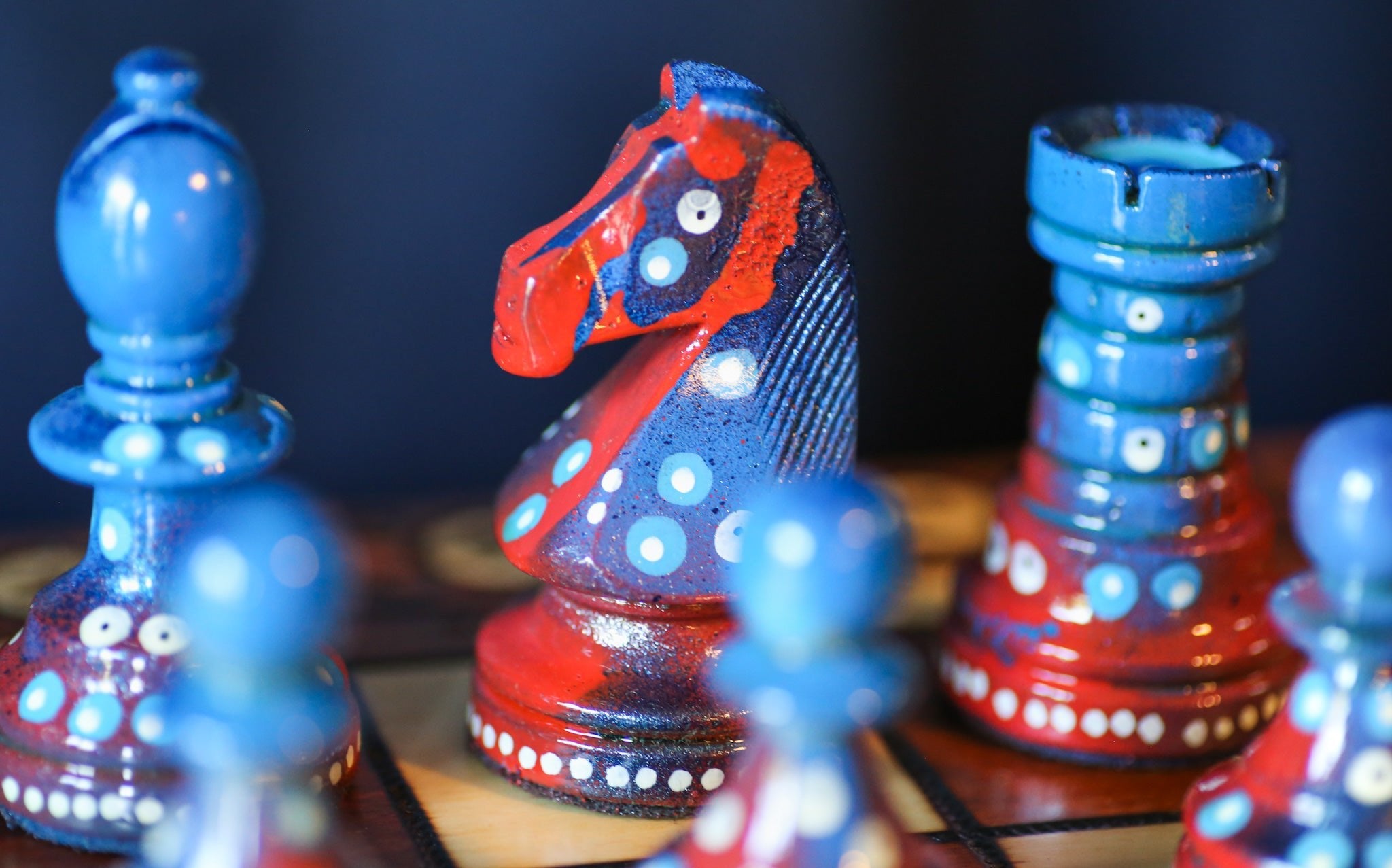 The High Flyer - Sydney Gruber Painted 21" Ambassador Chess Set #14 - Chess Set - Chess-House