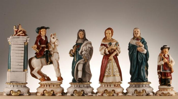 2121 - Chessmen Louis XIV, king height 78 mm, in set-up box, black stained, Philos