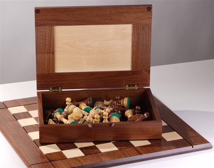 Walnut Maple Premium Hardwood Chess Box with Framed Inset (Discounted for Imperfection) - Box - Chess-House