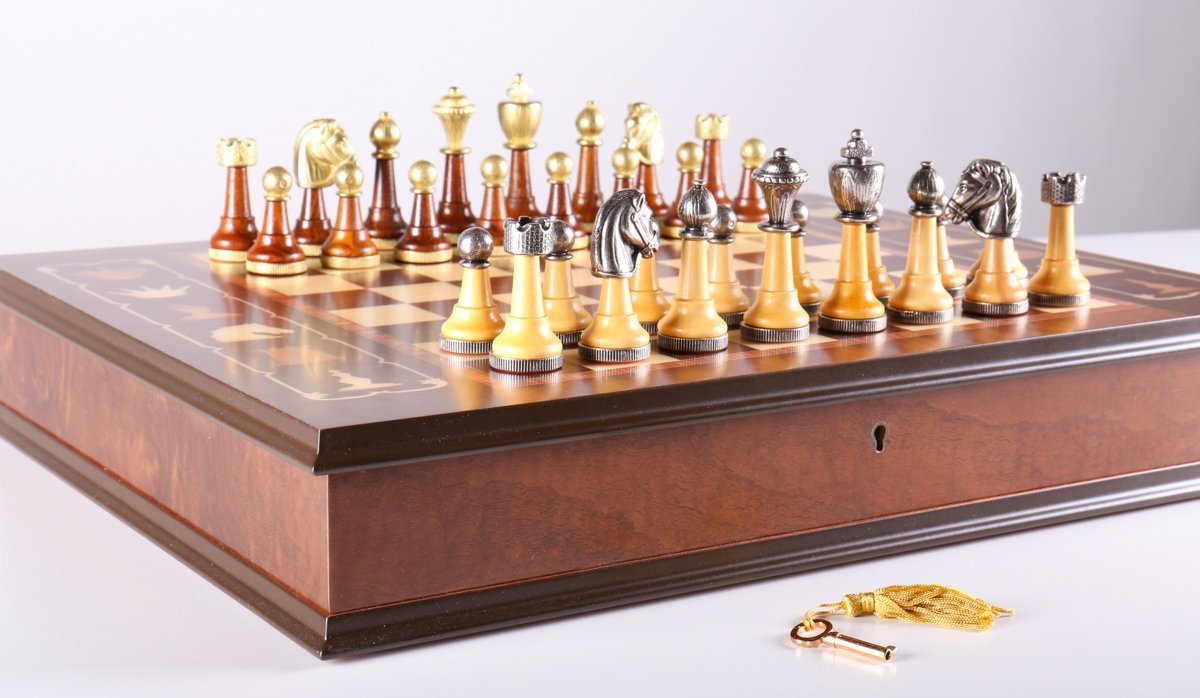 Wood and Metal Florentine Artistic Chess Set - Chess Set - Chess-House