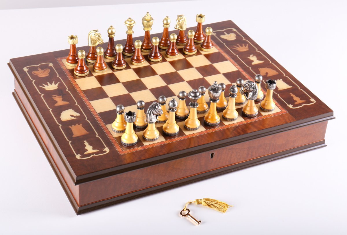 Wood and Metal Florentine Artistic Chess Set - Chess Set - Chess-House