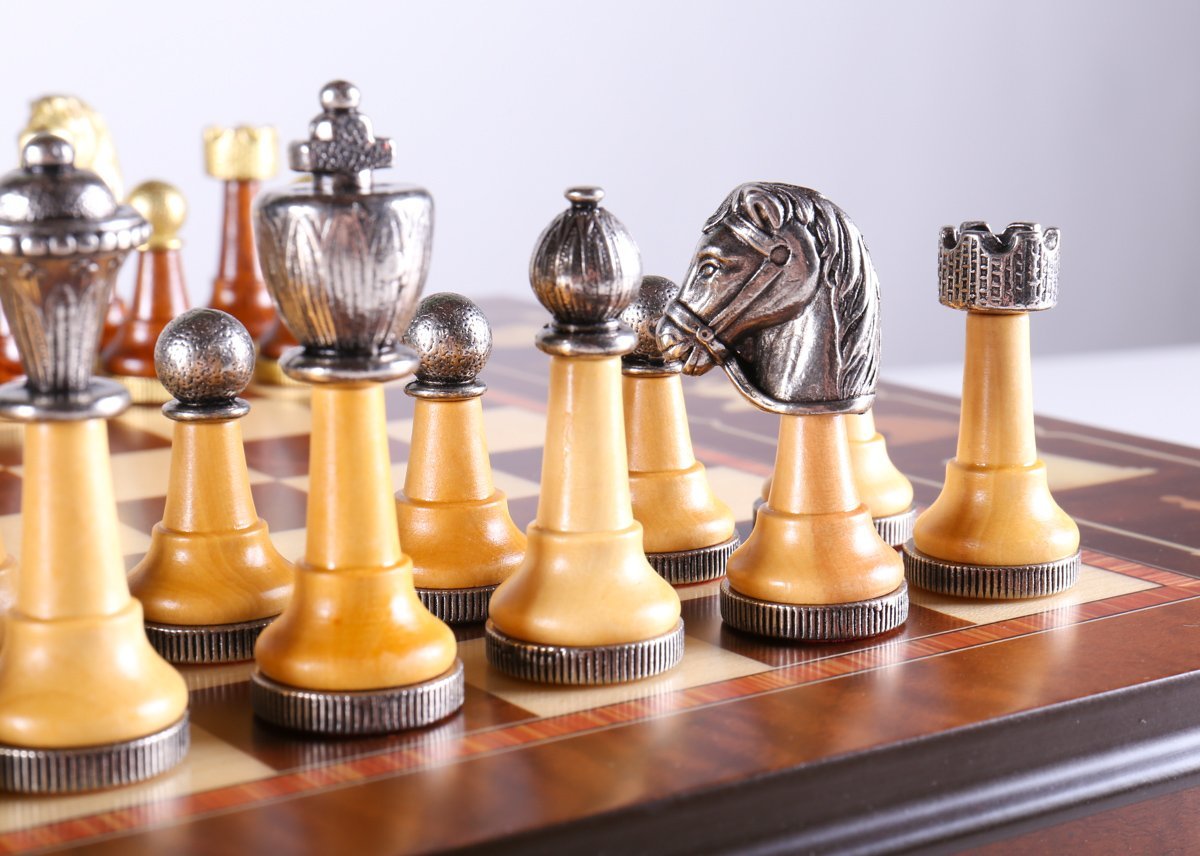 Wood and Metal Florentine Artistic Chess Set - Chess Set - Chess-House
