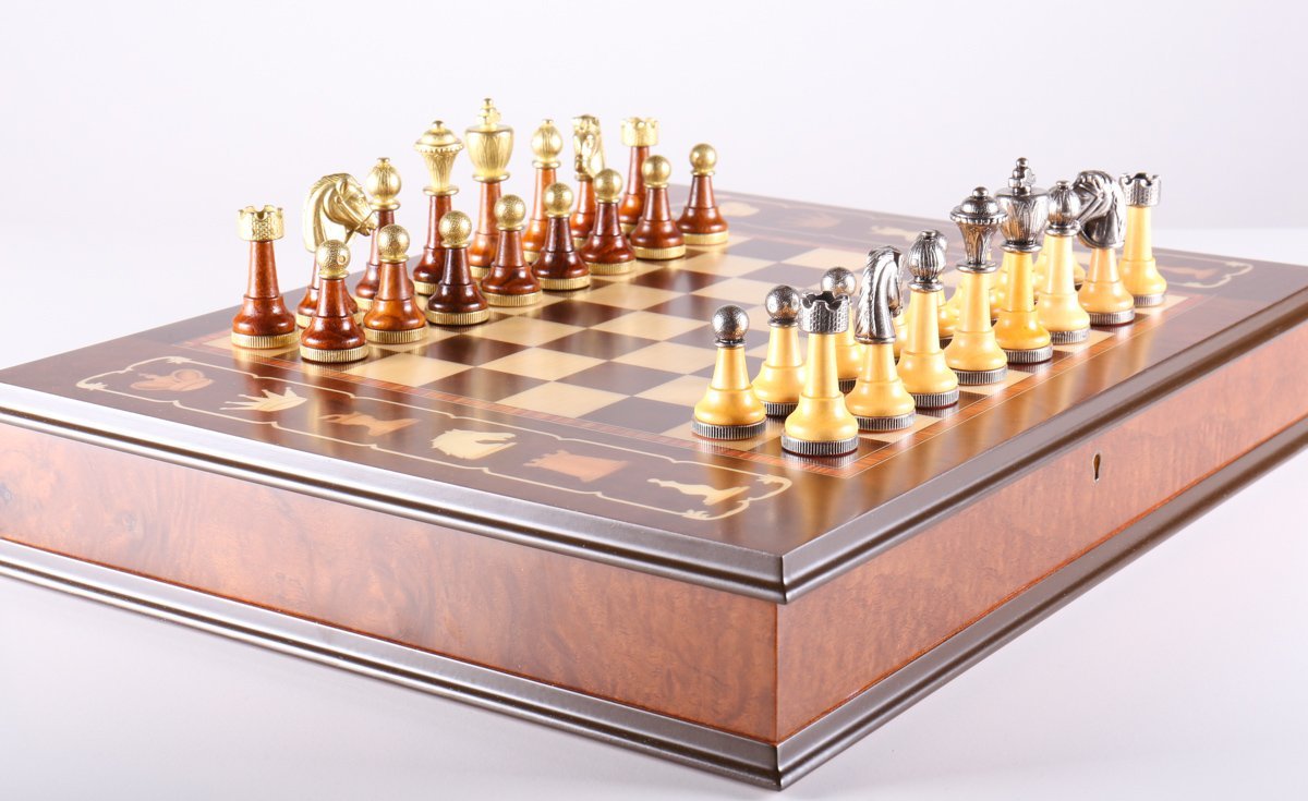 Wood and Metal Florentine Artistic Chess Set - Chess Set - Chess-House
