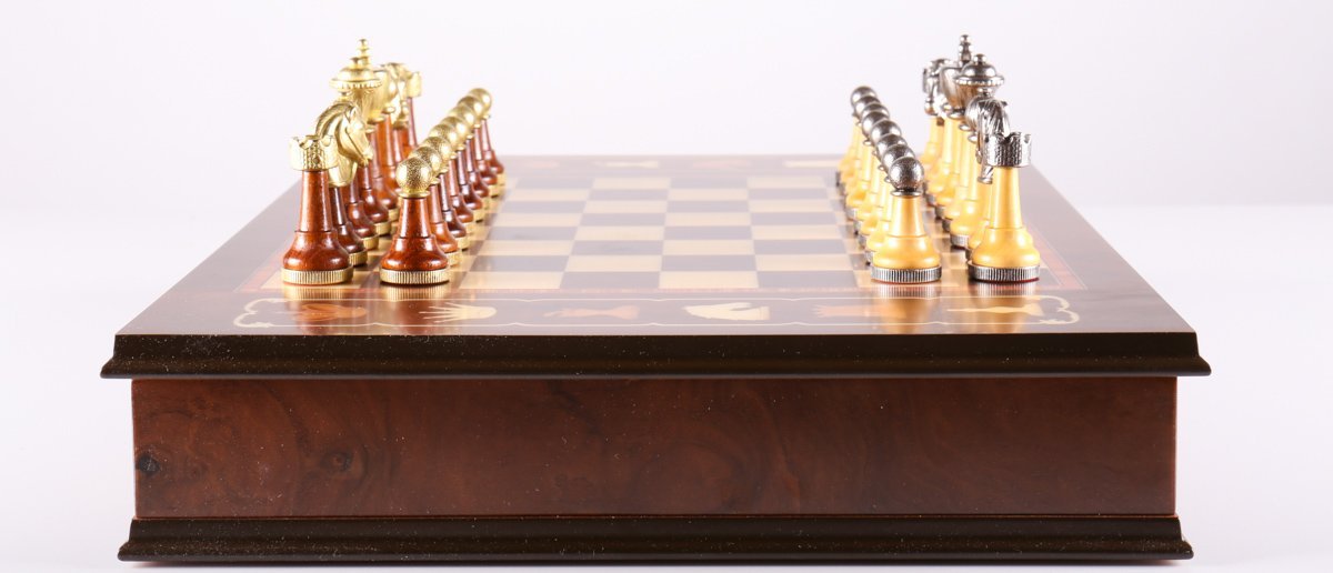 Wood and Metal Florentine Artistic Chess Set - Chess Set - Chess-House