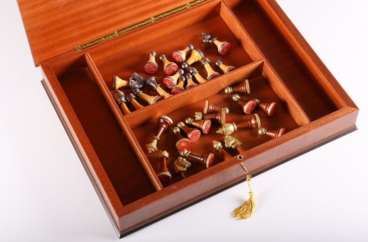 Wood and Metal Florentine Artistic Chess Set - Chess Set - Chess-House