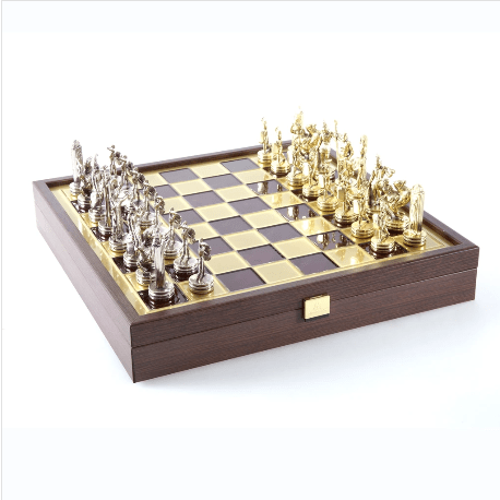 Greek Mythology Chess Set with Red Storage Board - 14" Questions & Answers