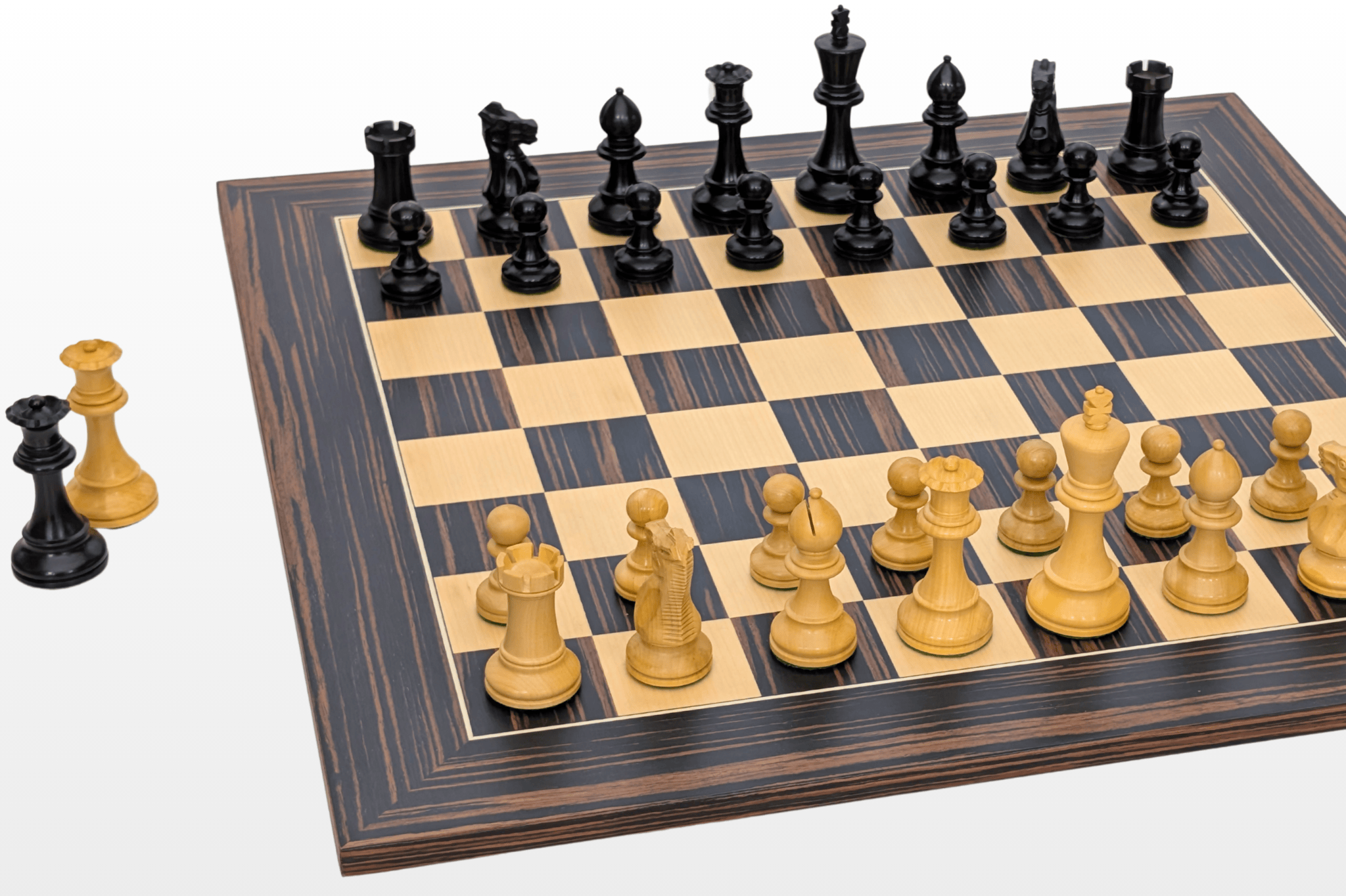 Grandmaster Tiger Ebony Chess Set with 21.5" Board and 4" King Questions & Answers