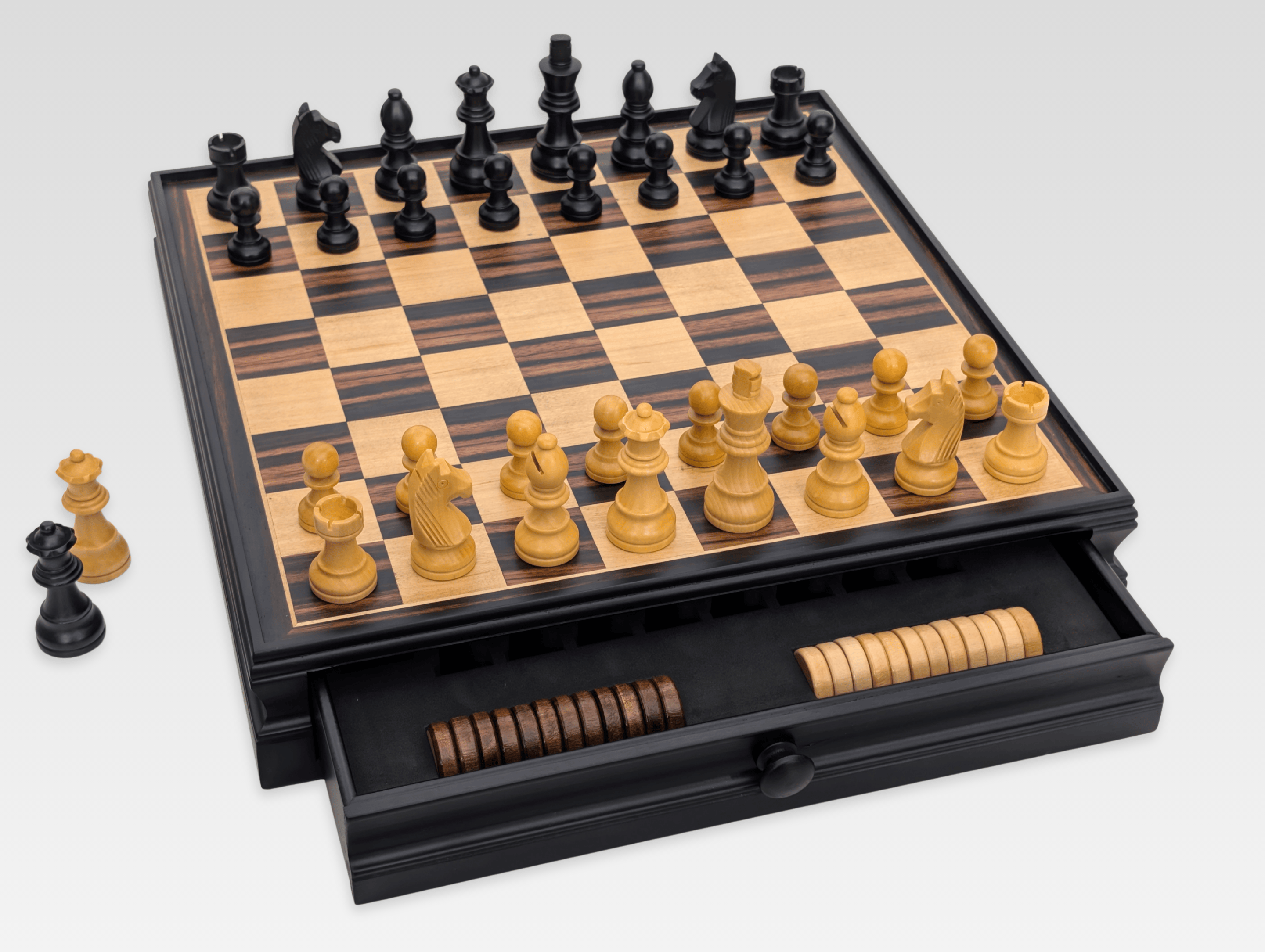 15" Magnetic Wooden Chess Storage Set with Drawer - Chess Set - Chess-House