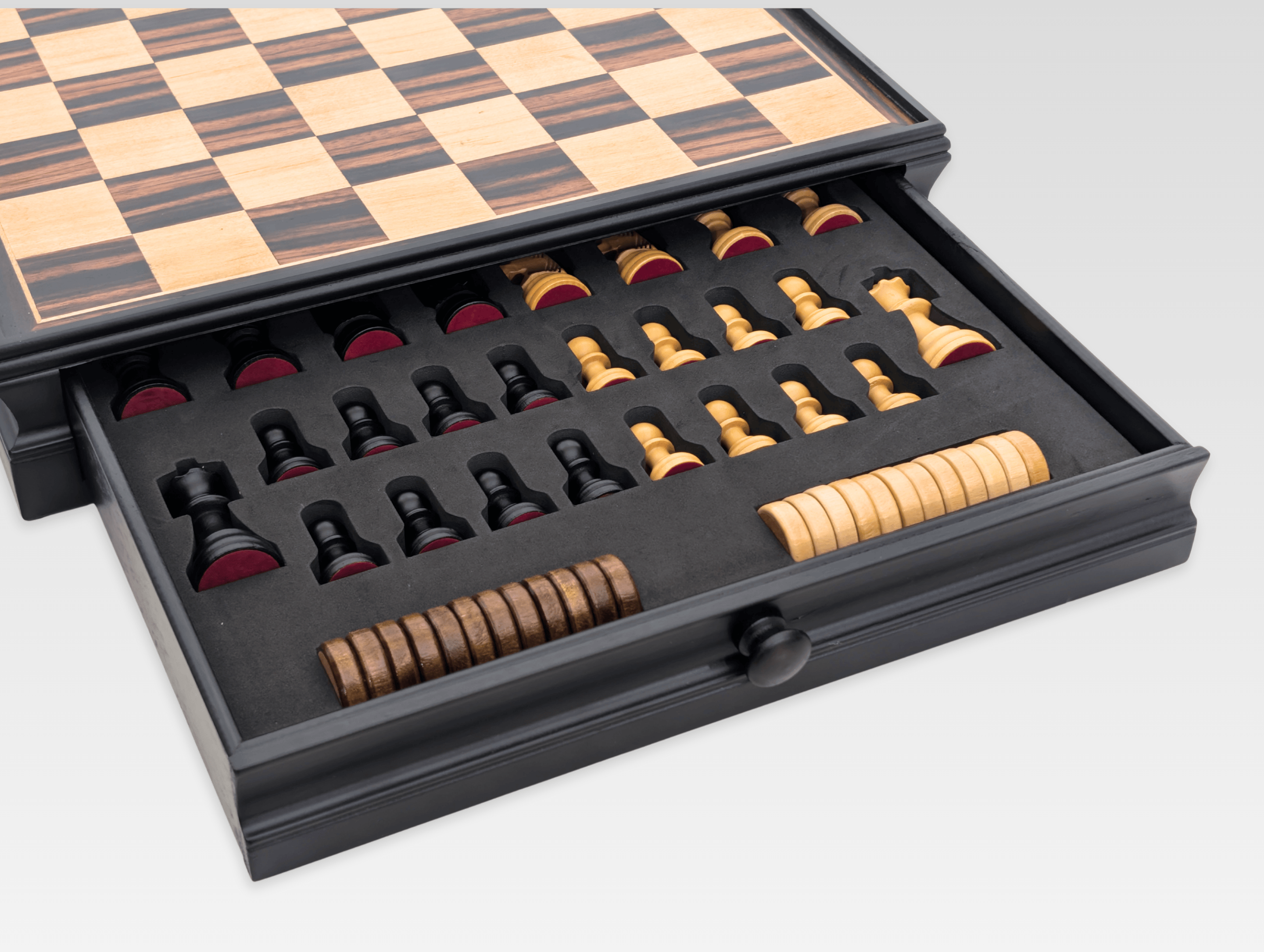 15" Magnetic Wooden Chess Storage Set with Drawer - Chess Set - Chess-House