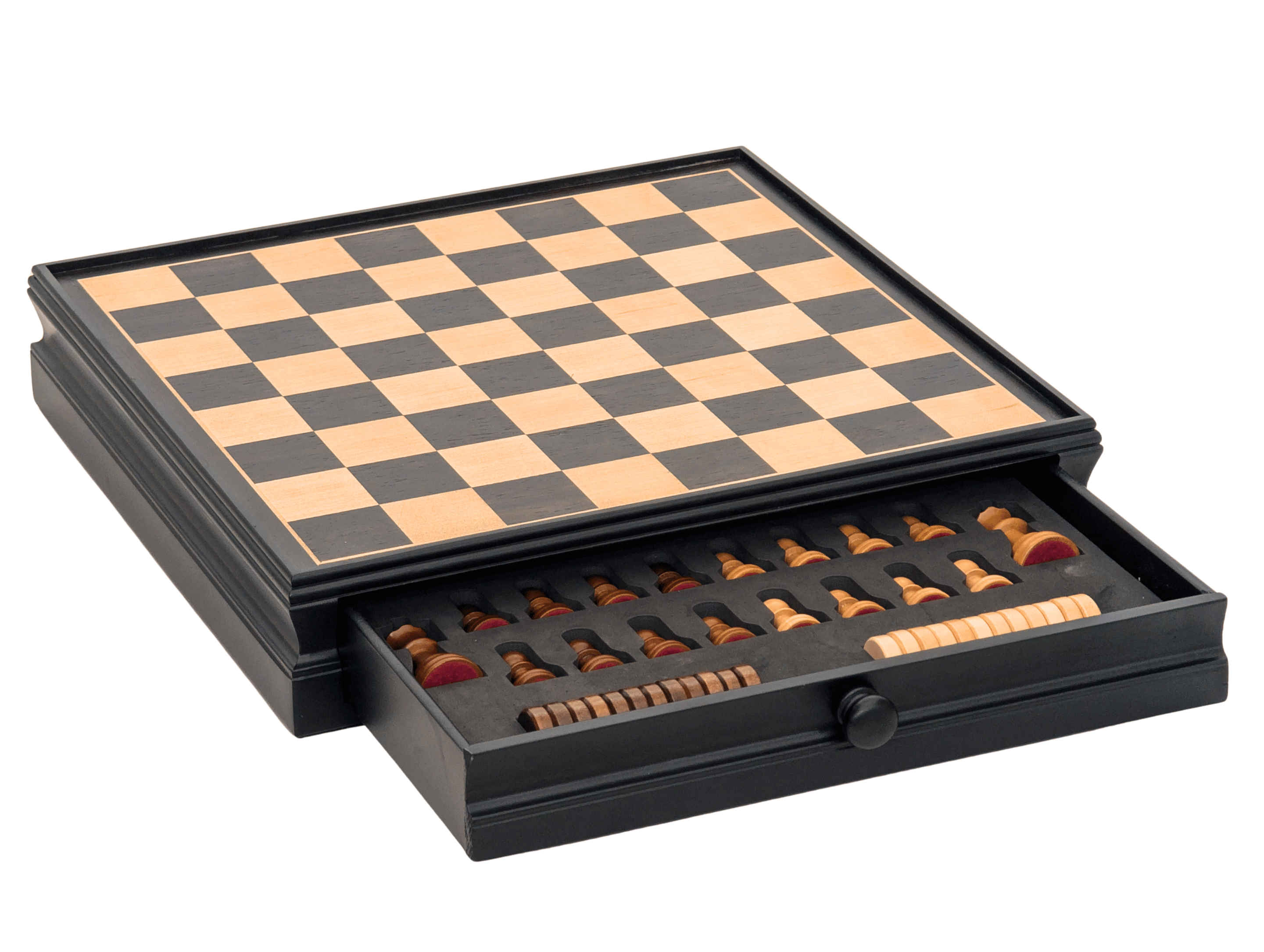 15" Weighted Wooden Chess Storage Set with Drawer - Chess Set - Chess-House