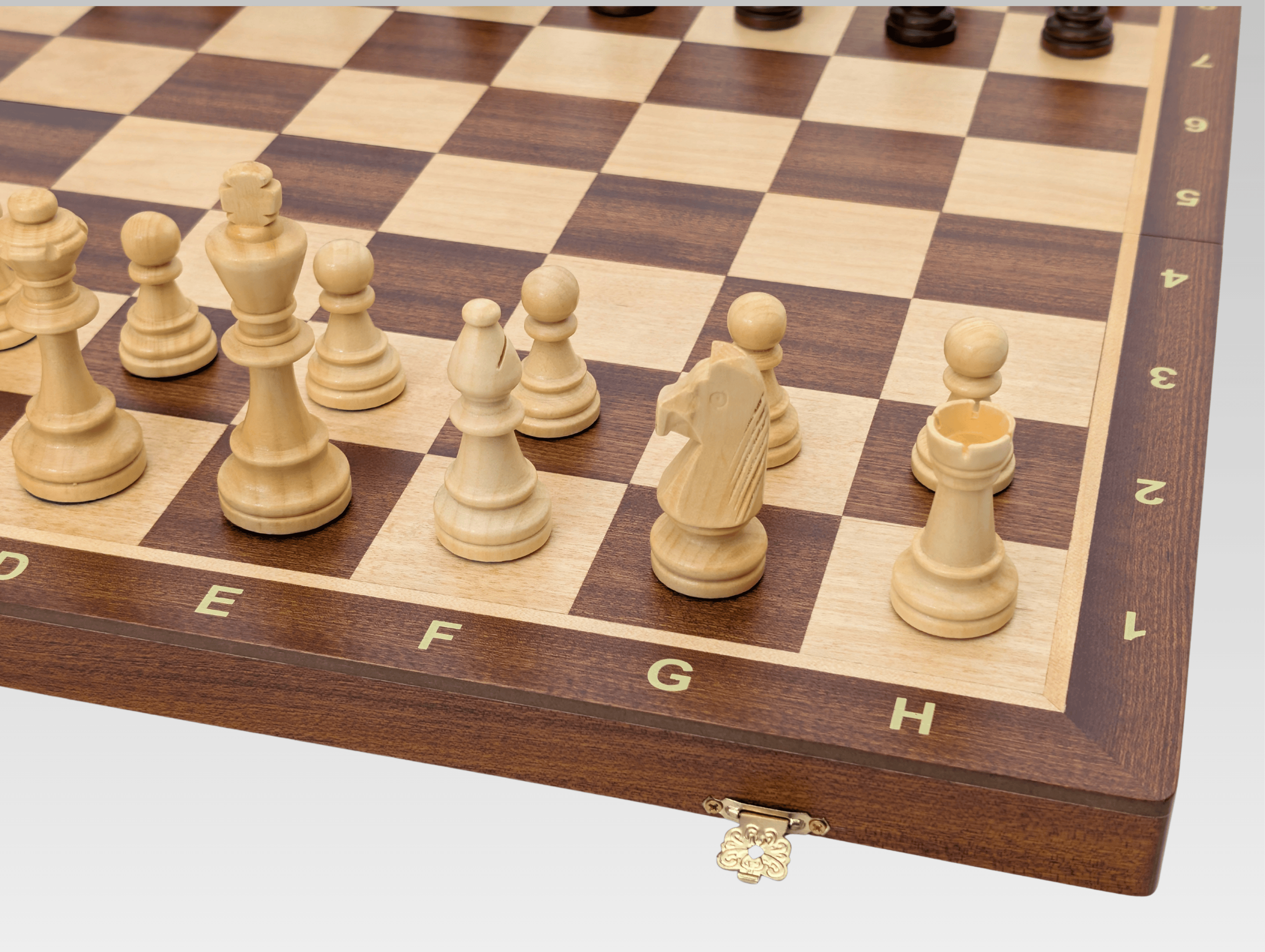 20.5" Folding Mahogany Maple Wooden Chess Set - Chess Set - Chess-House