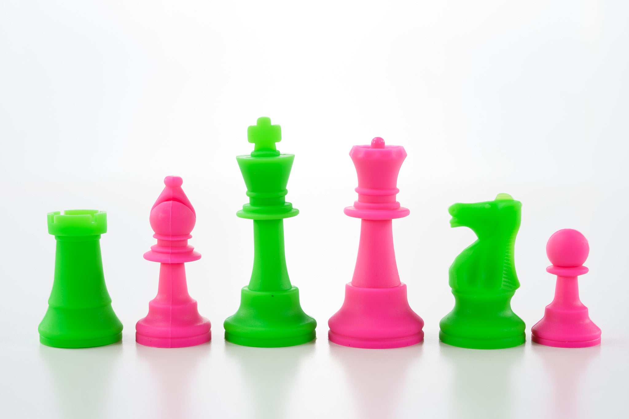 3 1/2" Silicone Club Chess Pieces - Neon Green and Pink - Piece - Chess-House