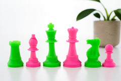 3 1/2" Silicone Club Chess Pieces - Neon Green and Pink - Piece - Chess-House