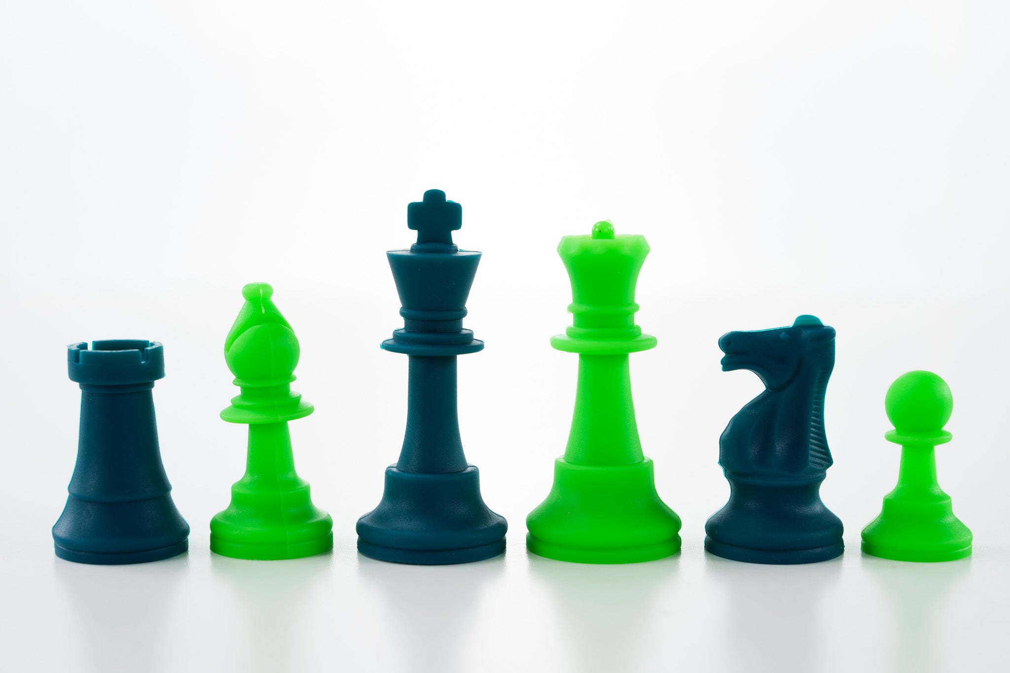 3 1/2" Silicone Club Chess Pieces - Neon Green and Teal - Piece - Chess-House