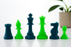 3 1/2" Silicone Club Chess Pieces - Neon Green and Teal - Piece - Chess-House