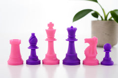 3 1/2" Silicone Club Chess Pieces - Purple and Pink - Piece - Chess-House