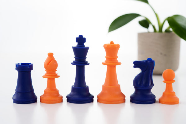3 1/2" Silicone Club Chess Pieces - Royal Blue and Orange - Piece - Chess-House