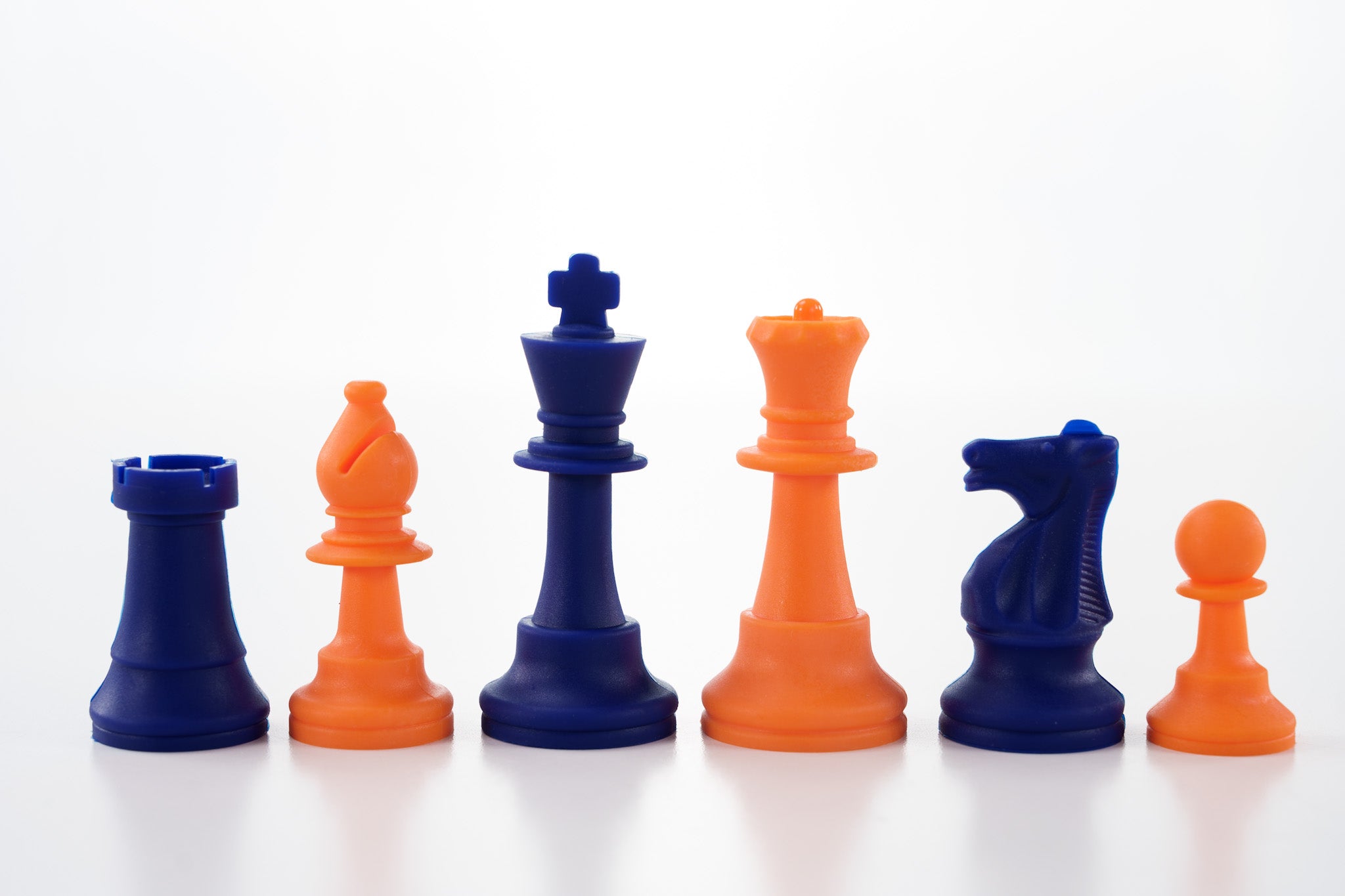 3 1/2" Silicone Club Chess Pieces - Royal Blue and Orange - Piece - Chess-House